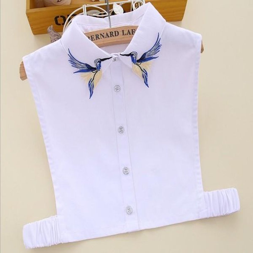 womens blouses shirts embroidered detachable collar female shirt fake