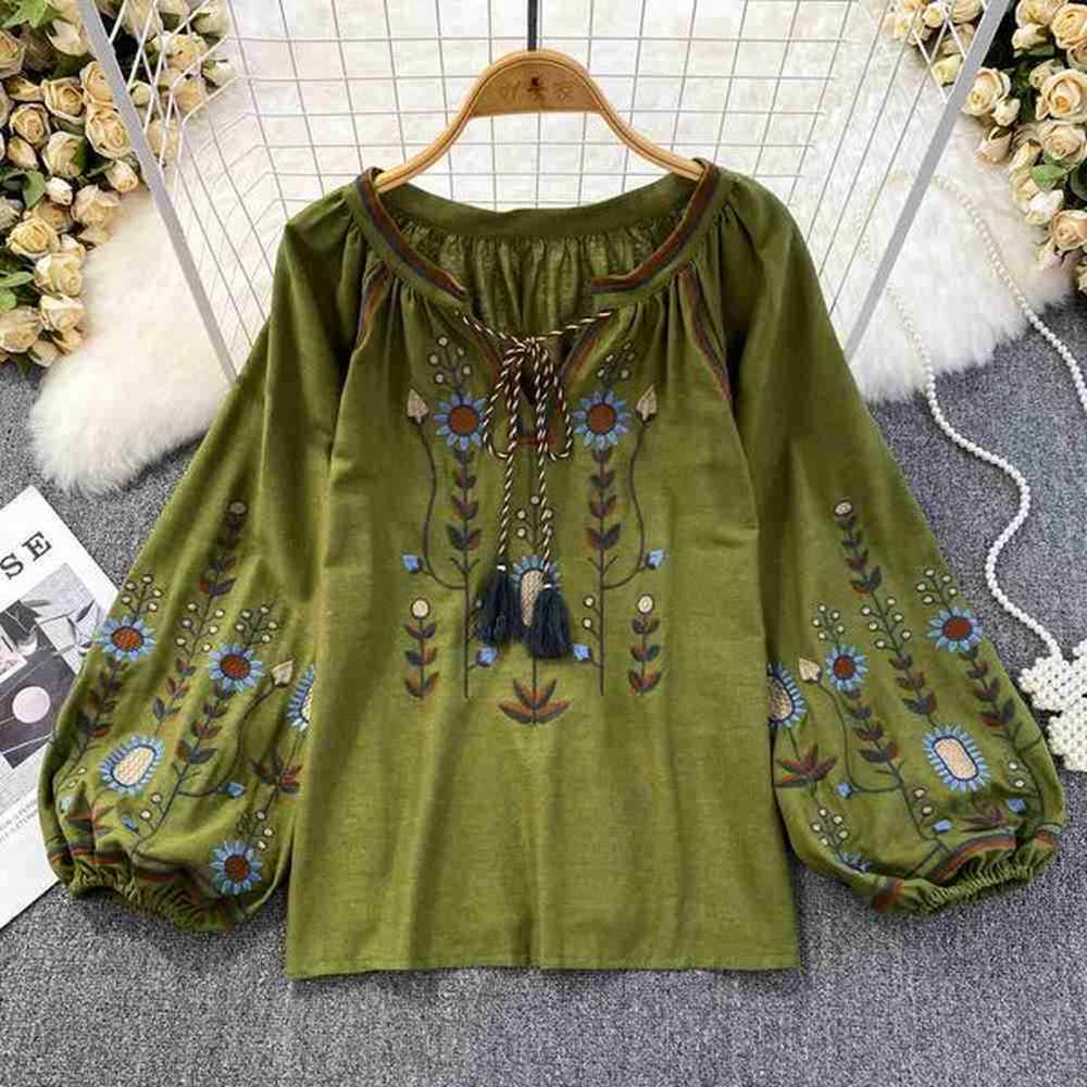 womens blouses shirts ethnic style blouse oneck shirts women loose
