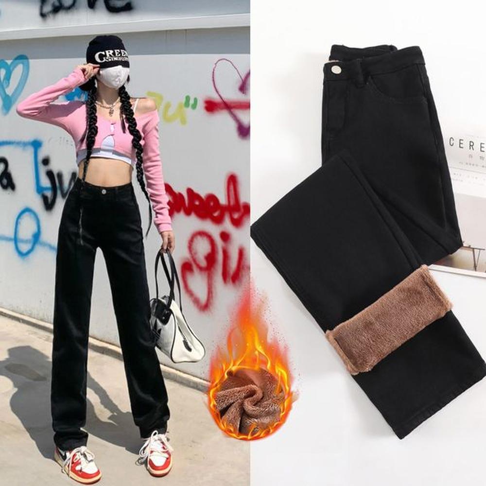 womens bottoms two colors warm jeans stretch classic fleece