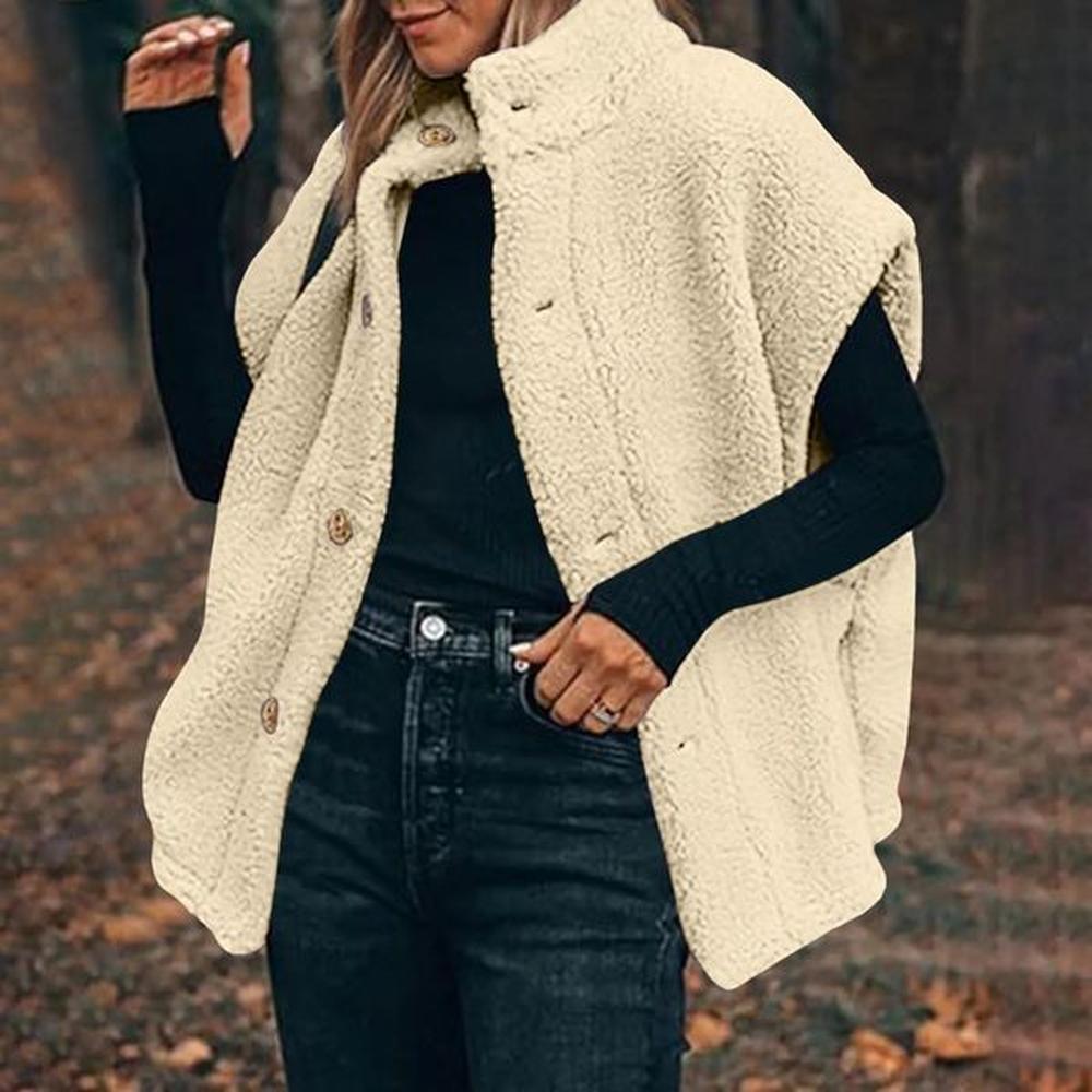 womens camouflage wool vest casual oversized button vest jacket autumn