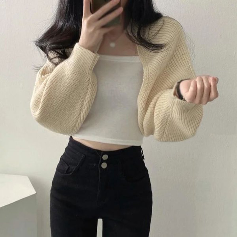 womens cardigans knitted long sleeve ultra short shawl spring autumn