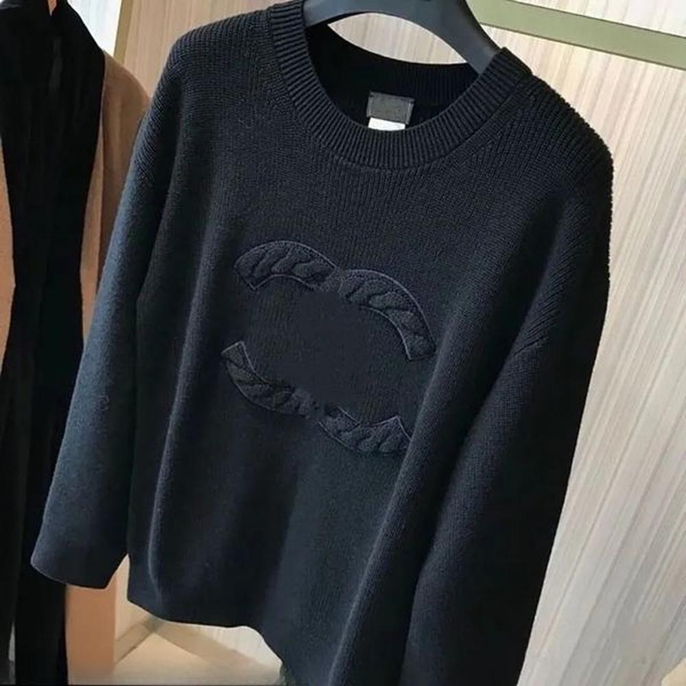 womens cashmere blend letter embroidery sweater long sleeve crew neck