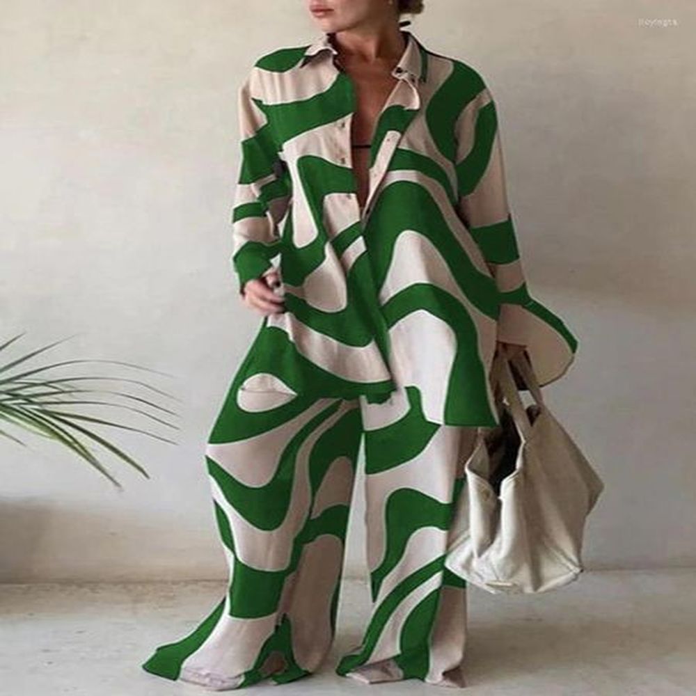 womens casual commuter suit geometric loose long sleeve shirt