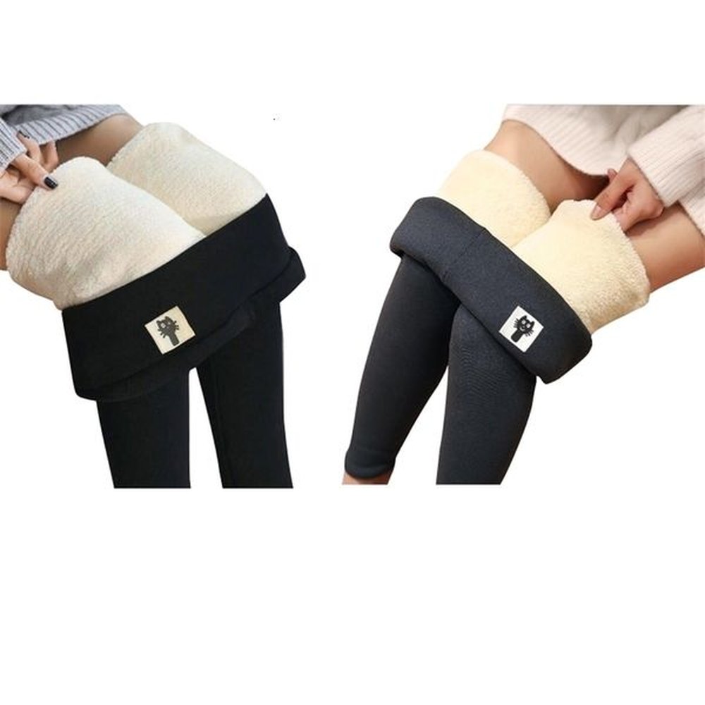 womens casual sherpa wool lined warm leg thick jogging pants