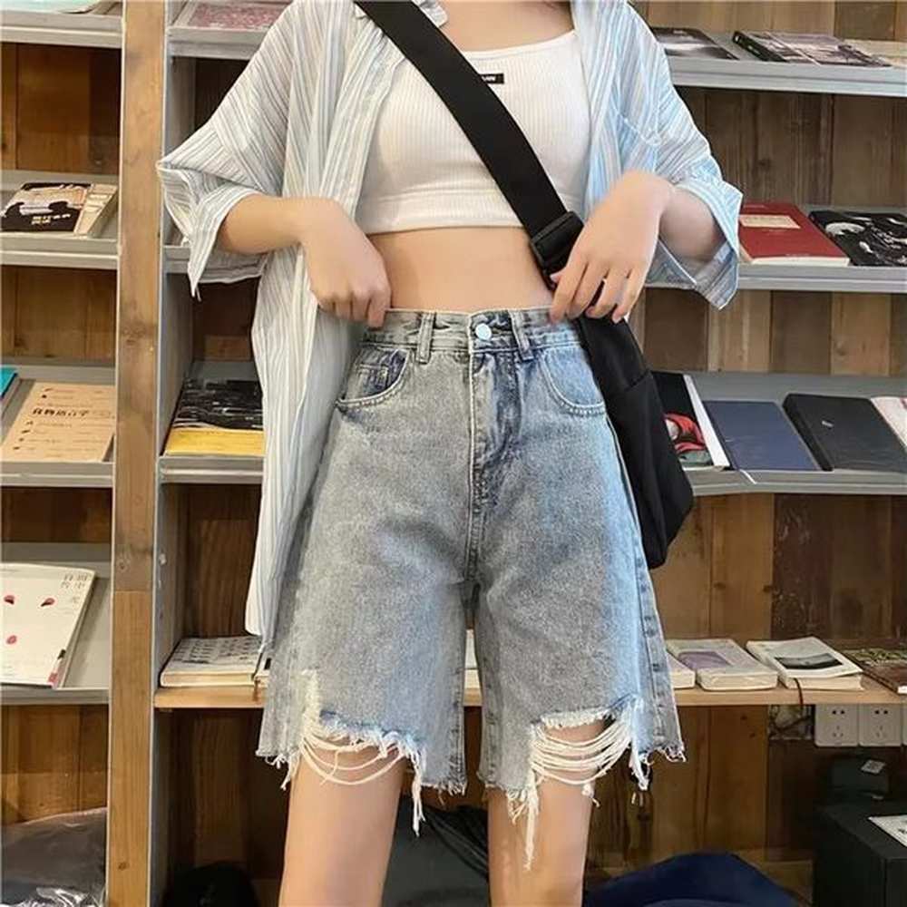 womens clothing designer high waisted tassel ripped blue denim womens