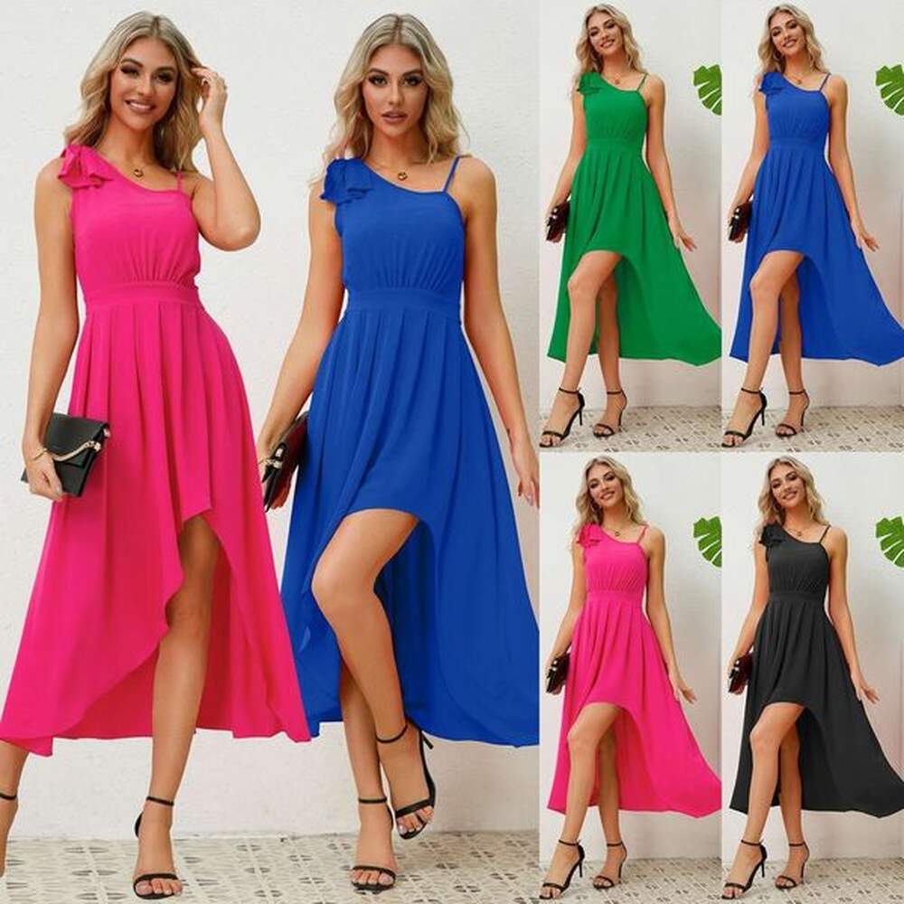 womens clothing shein summer temperament bow strap irregular dress
