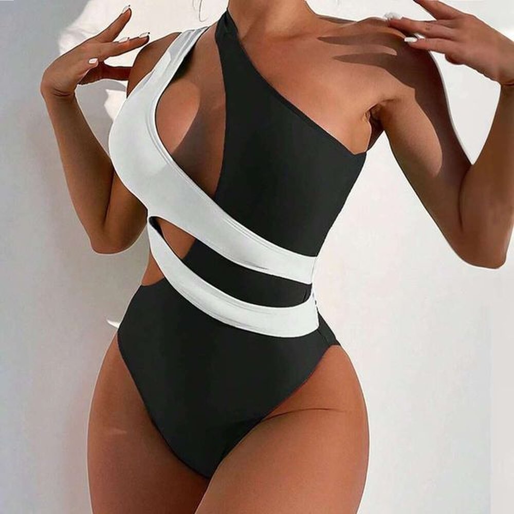 womens contrast color beautiful back one beach resort hot spring