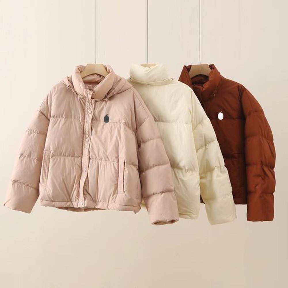 womens designer pony embroidery women puffer designer lady slim jacket