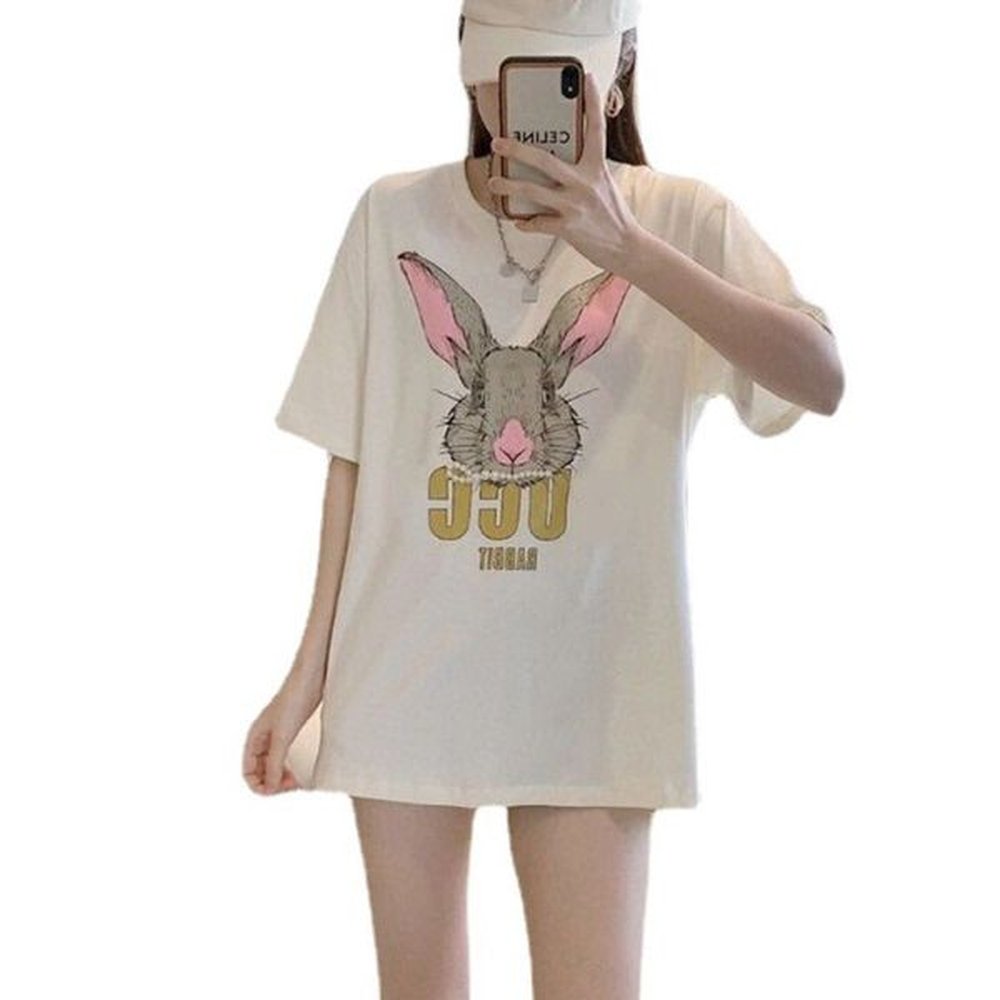 womens designer t shirts summer short sleeve tee cute rabbit
