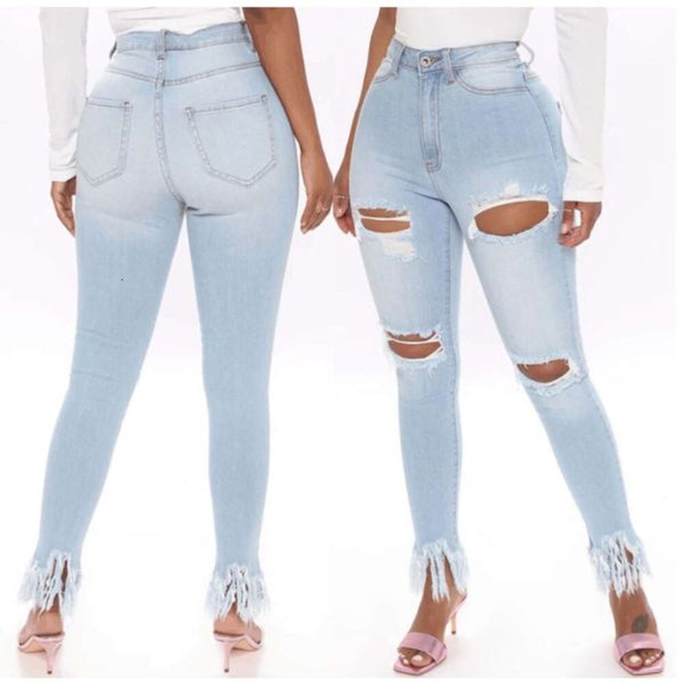 womens distressed elastic high waisted tight fitting jeans womens ankle