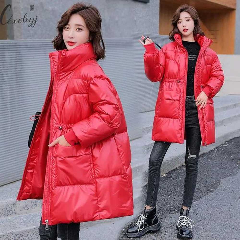 womens down parkas glossy stand collar women puffer jacket
