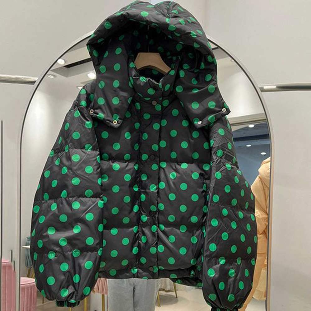 womens down parkas polka dots female coat new winter