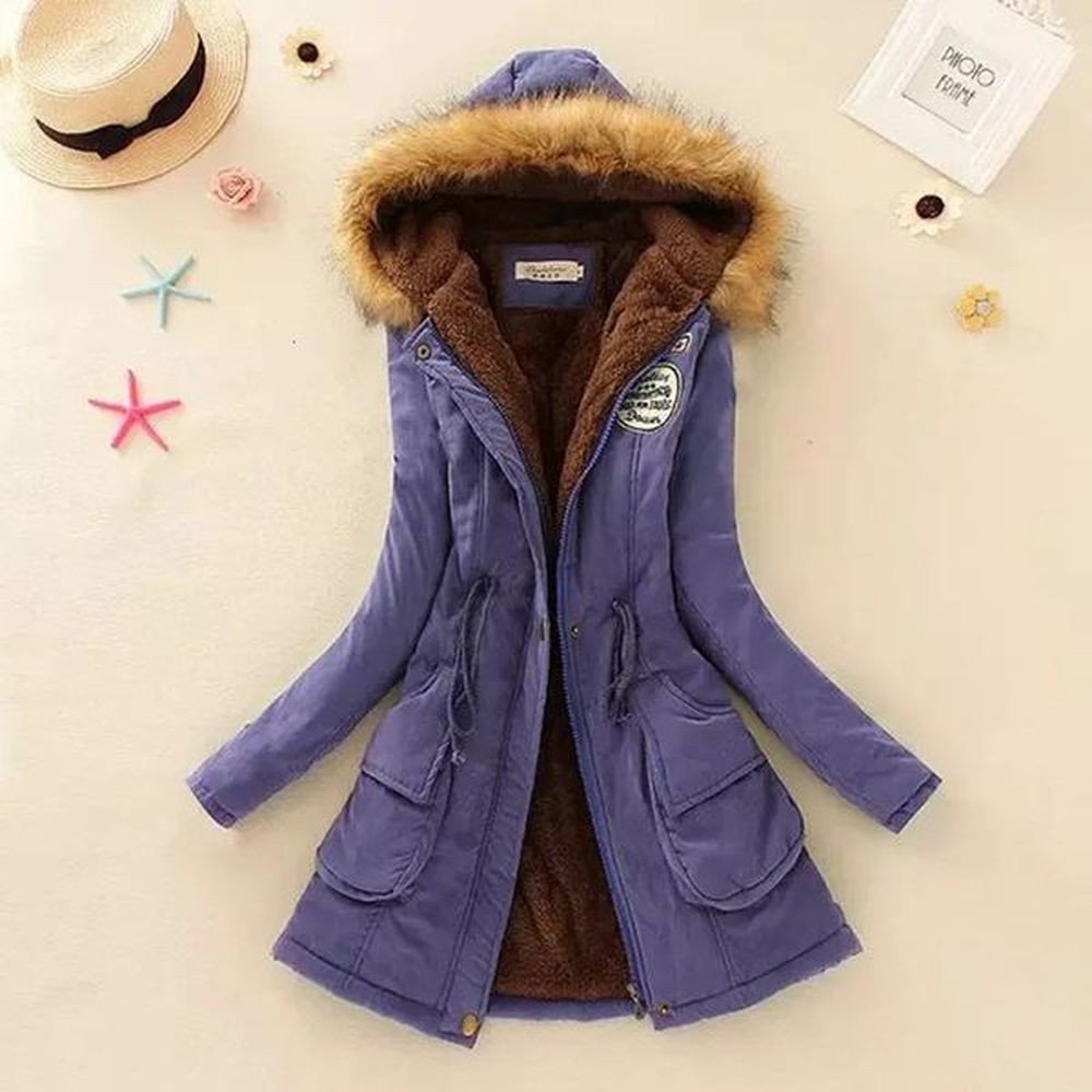 womens down parkas winter color cotton padded hooded