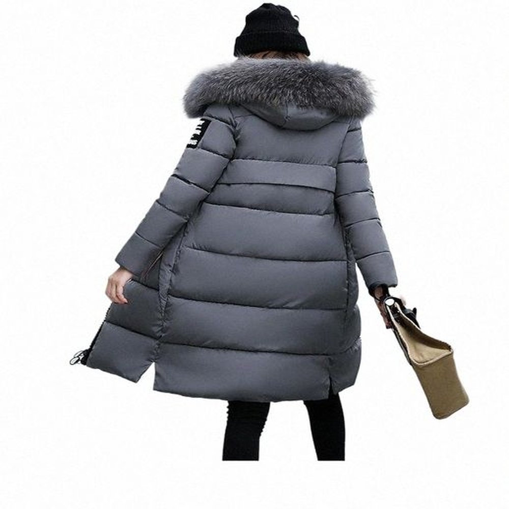 womens down parkas winter jacket big fur collar thick slim