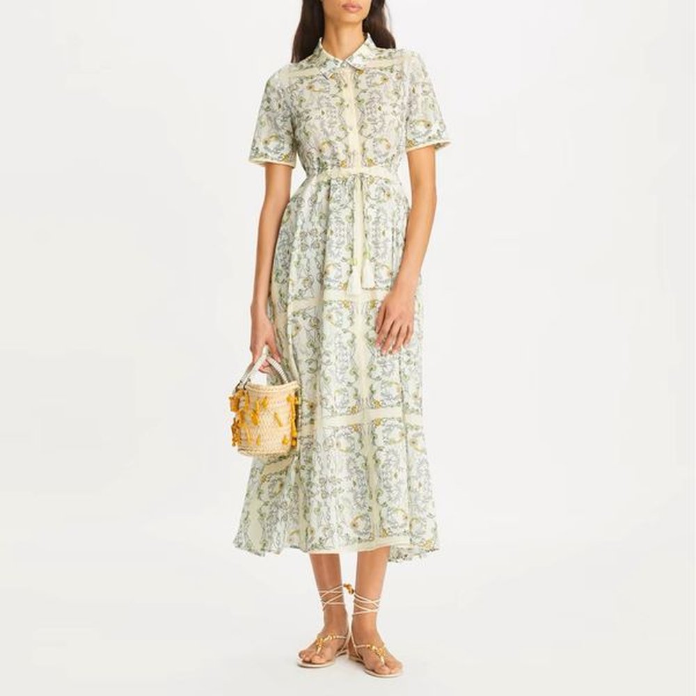 womens dress european fashion brand cotton floral printed lapel short