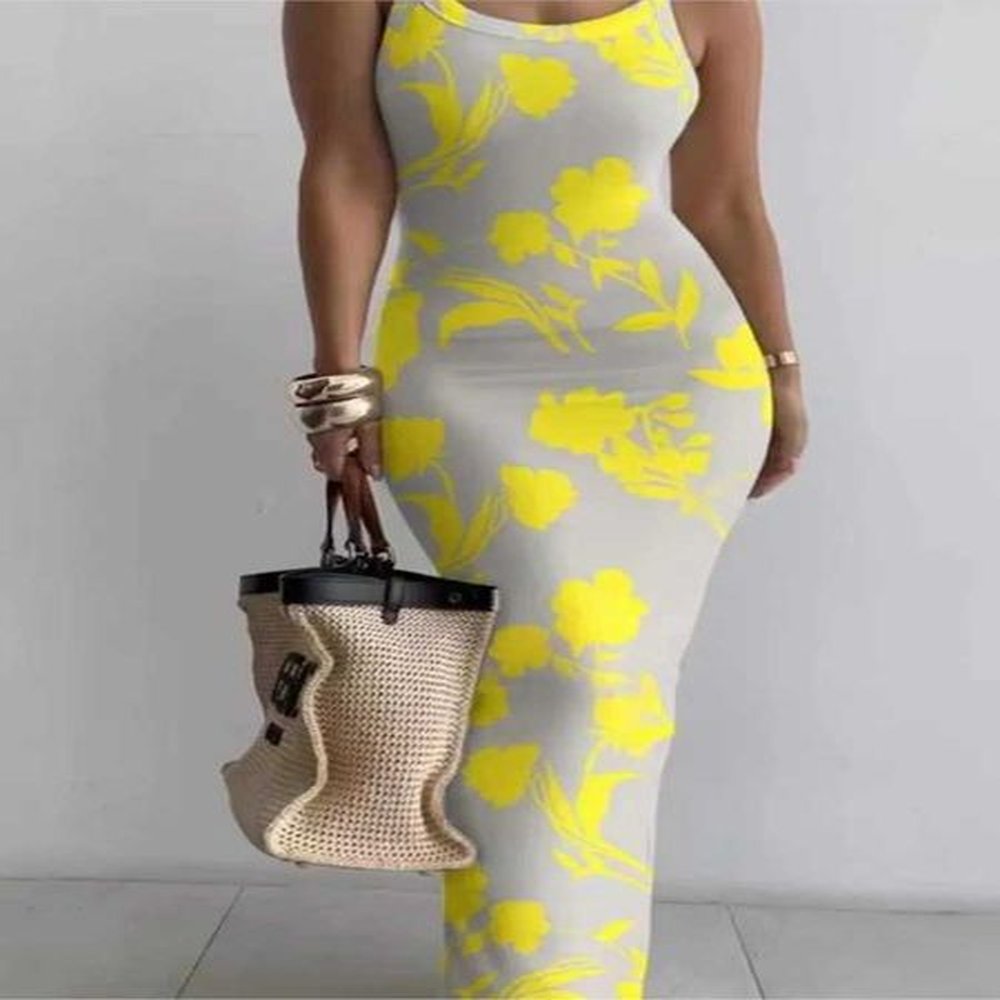 womens dress sexy spaghetti strap colorful printed long dress