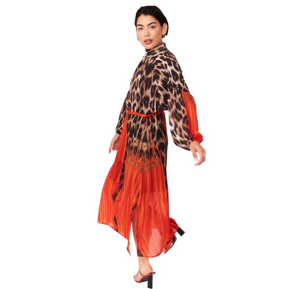 womens dresses silk blend leopard maxi dress in red