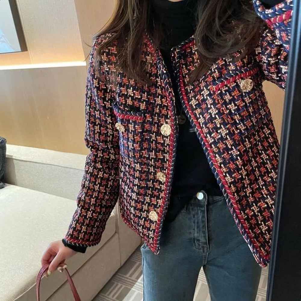 womens elegant open front round neck pleated plain weave jacket