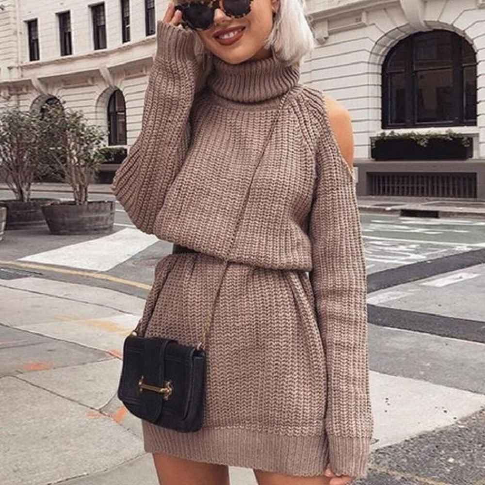 womens fall sweaters turtleneck sweater casual off shoulder knitted sweater