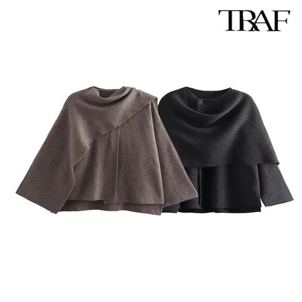 womens fashion fall winter chic scarf long sleeve knitted asymmetric