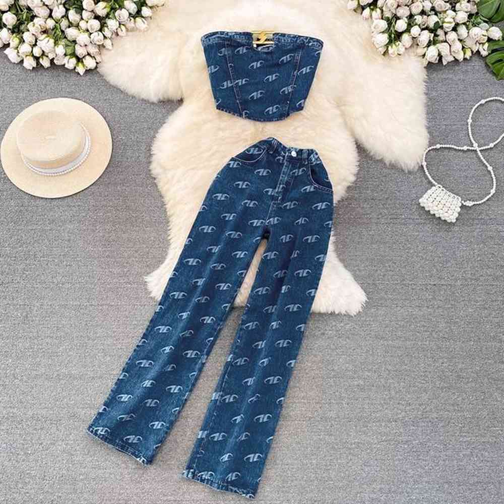 womens fashion suit retro american style chesttop denim vest tweces