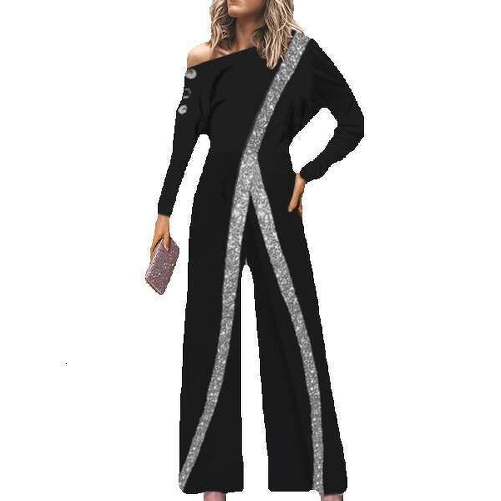 womens fashion wide leg pants long sleeve jumpsuit