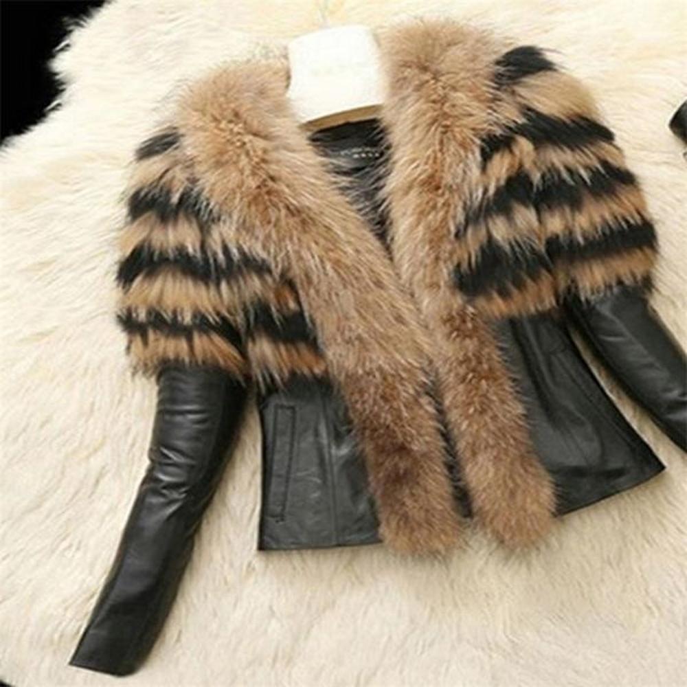 womens fur faux autumn winter coat jacket female slim fit