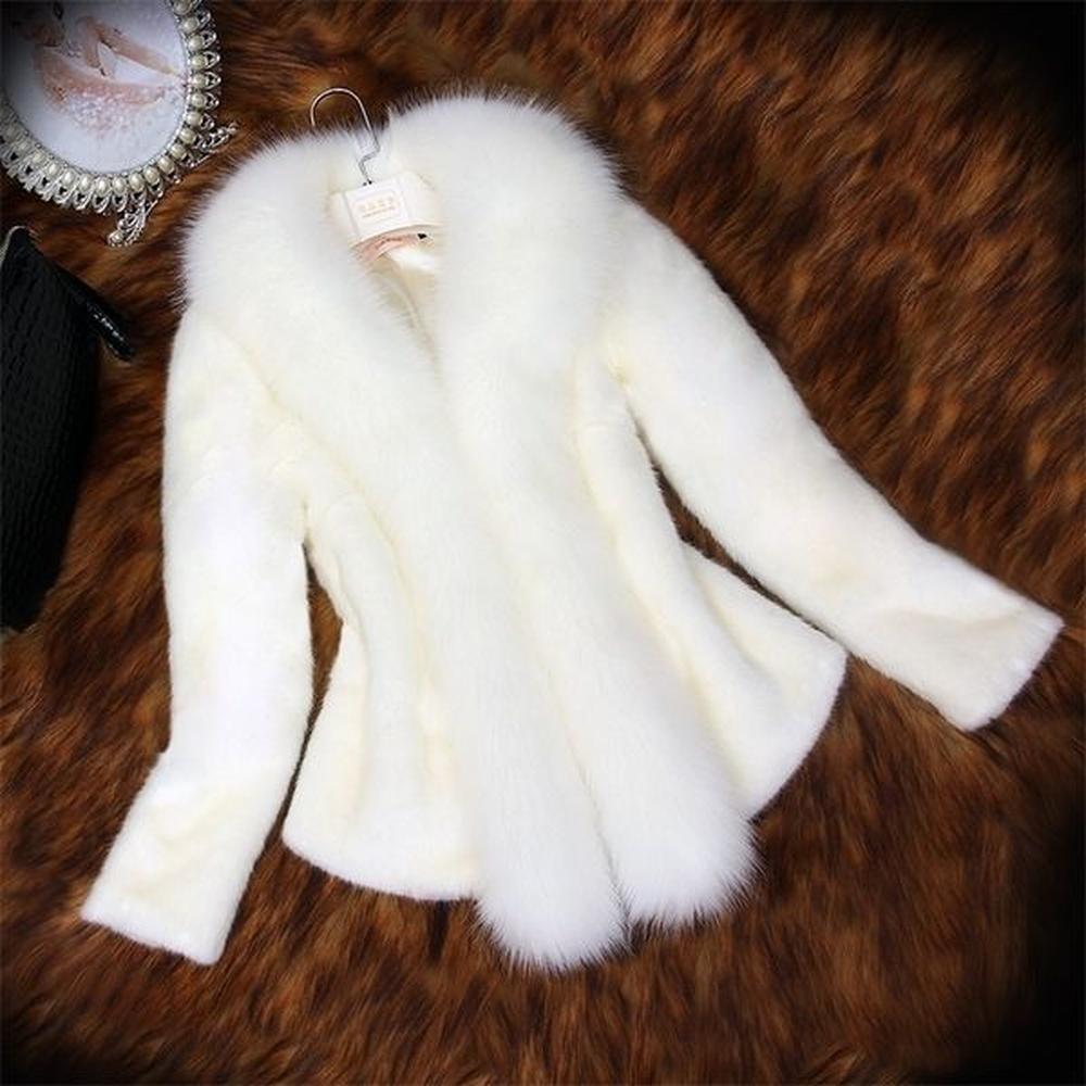womens fur faux elegant coat women mink warm long sleeve