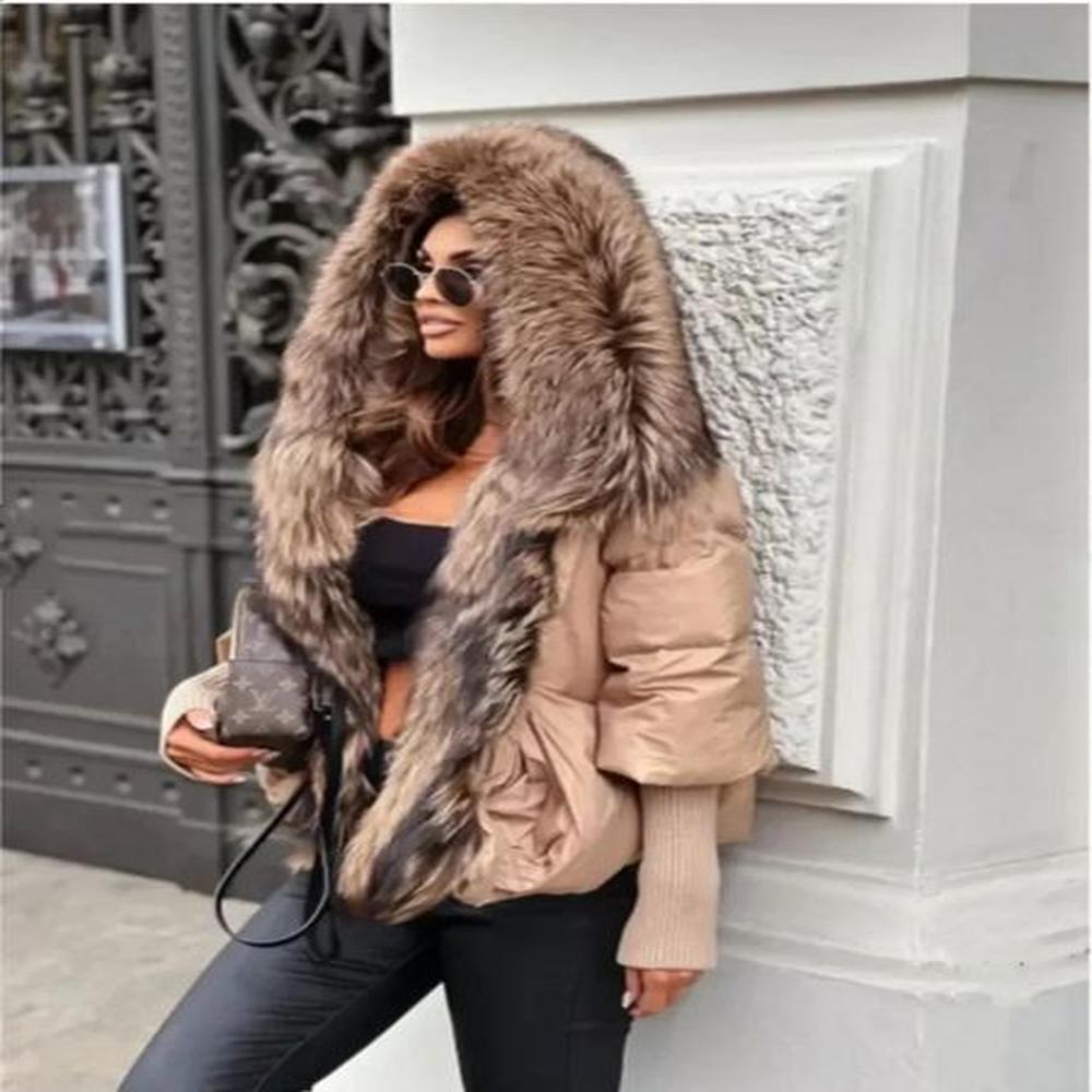 womens fur faux fur real fox fur collar hooded natural