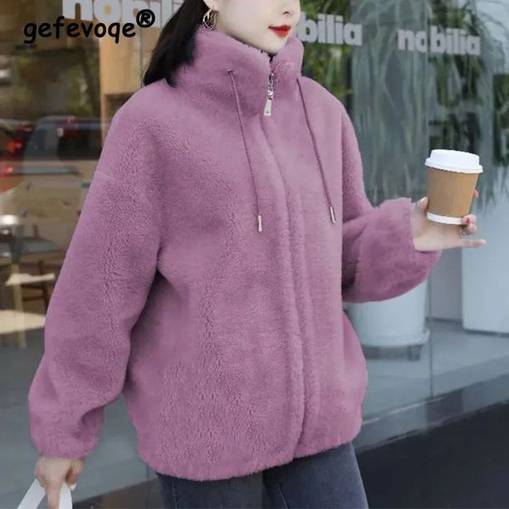 womens fur faux fur winter stand collar two sided velvet