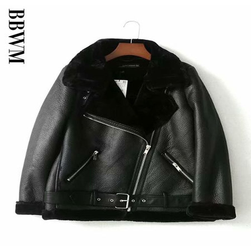 womens fur faux locomotive retro with belt riding winter jacket