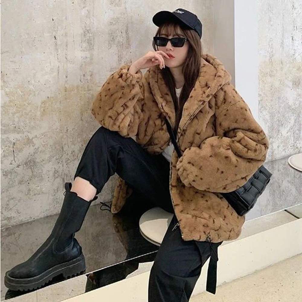 womens fur jackets winter loose cotton plush couple coats student