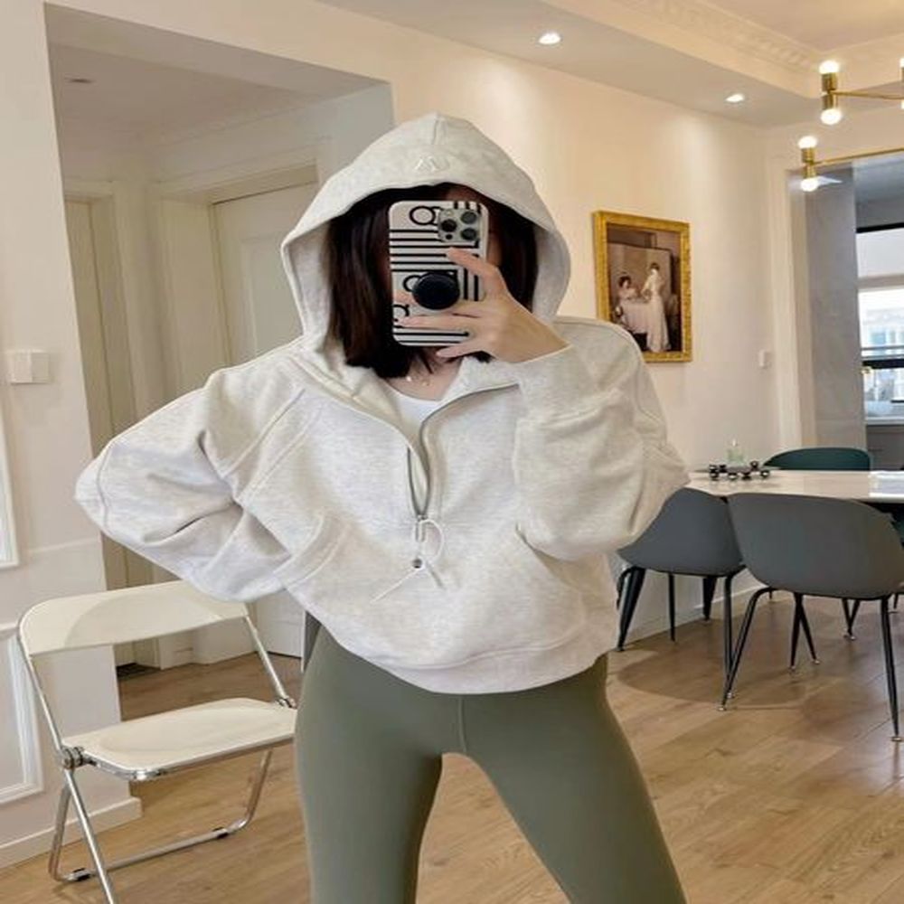 womens hoodie scuba designer half zip yoga sweatshirt ladies gym