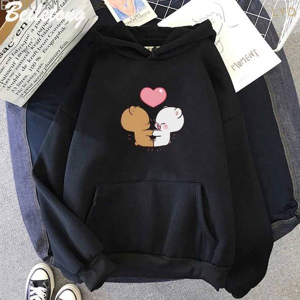 womens hoodies sweatshirts kawaii milk and mocha printed hooded men