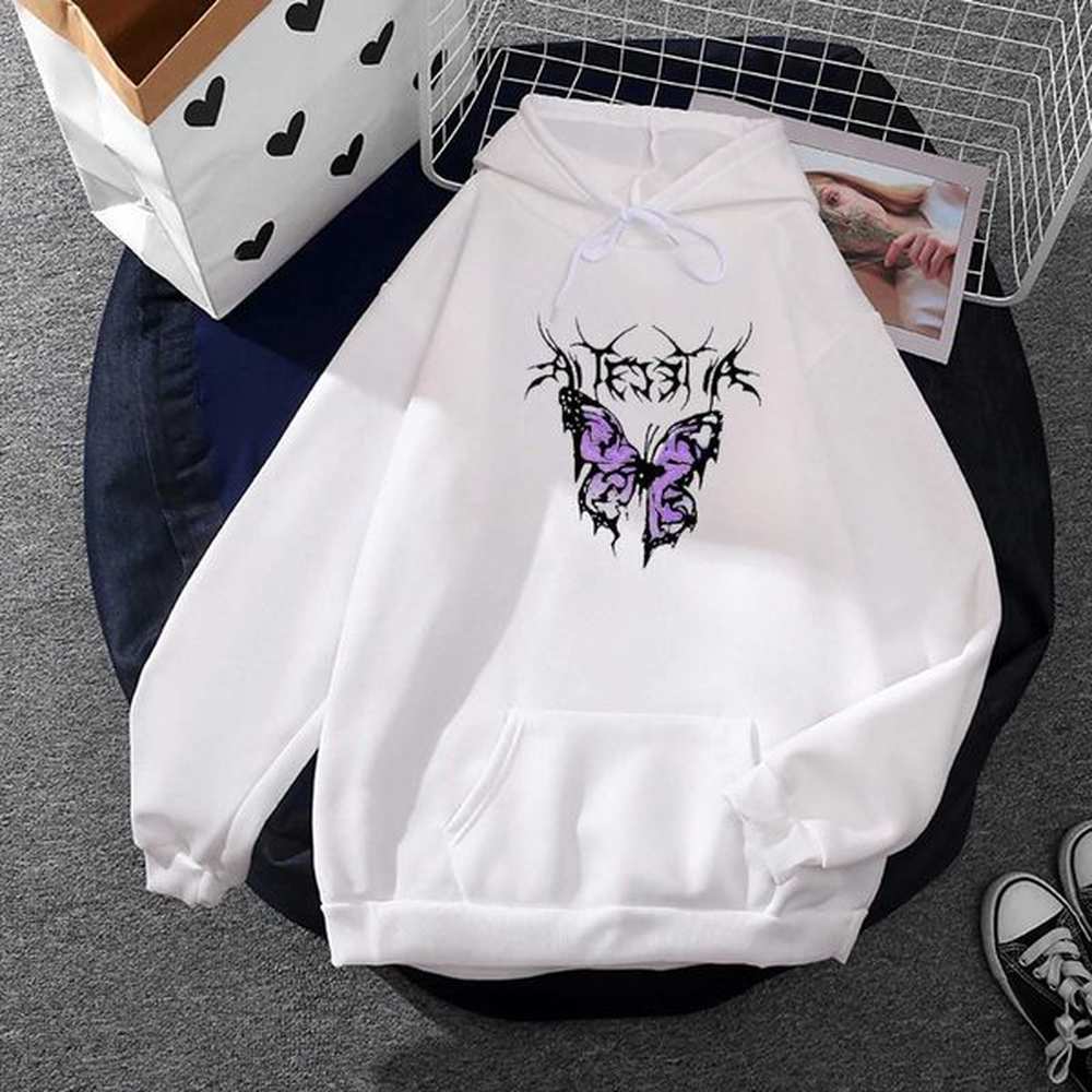 womens hoodies sweatshirts korean fashion butterfly printed womens sportswear casual