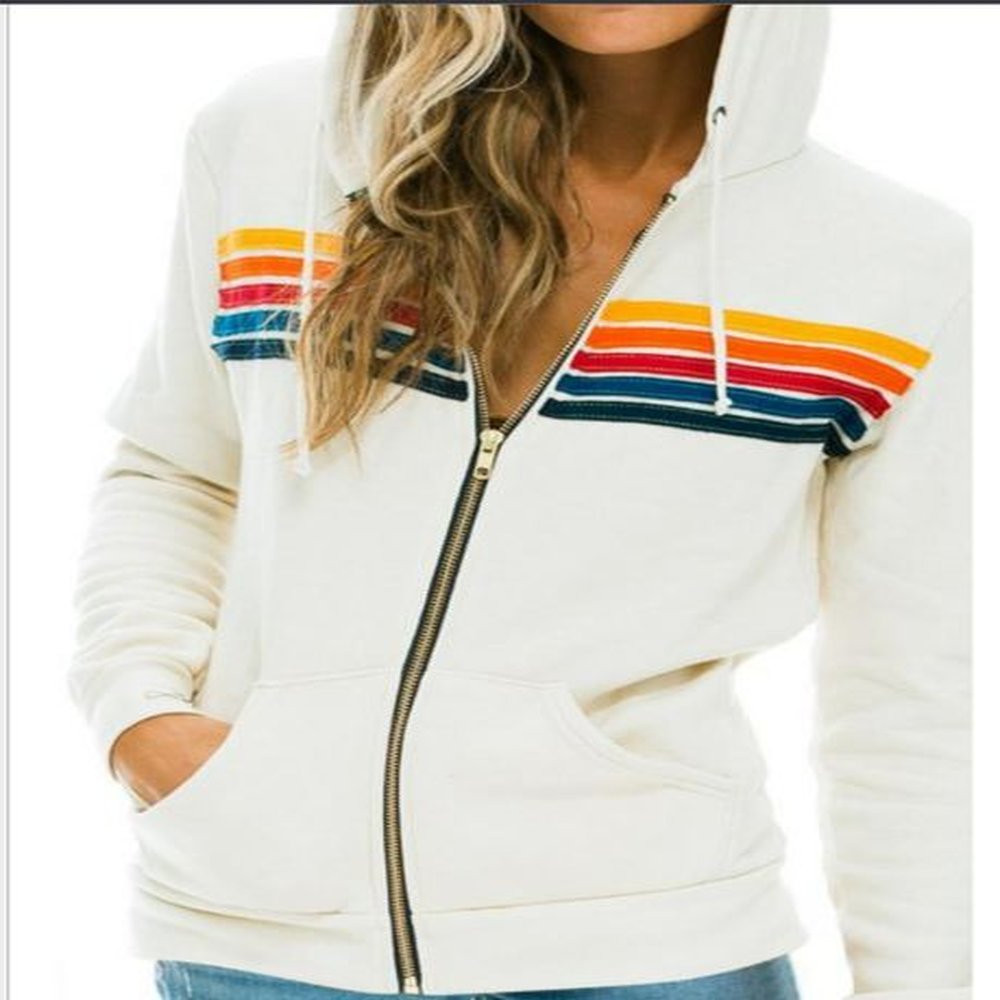 womens hoodies sweatshirts women fashion hoodie oversized rainbow stripe long