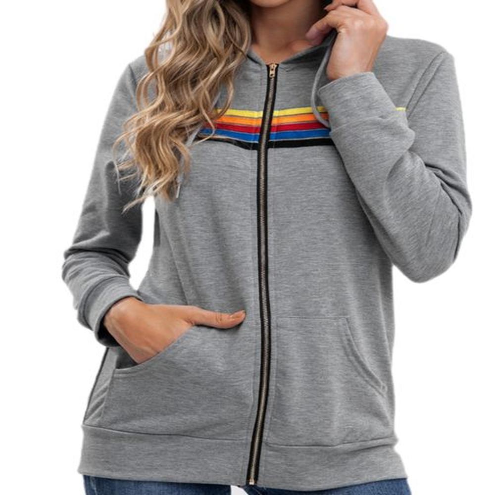 womens hoodies sweatshirts women fashion hoodie oversized rainbow stripe