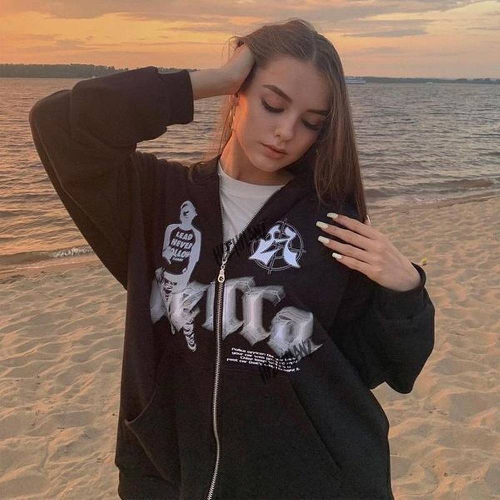womens hoodies sweatshirts women sweatshirt oversized jacket letter print