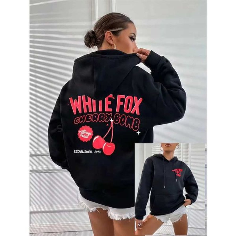 womens hoodies sweatshirts womens hooded sweatshirt with cherry and print