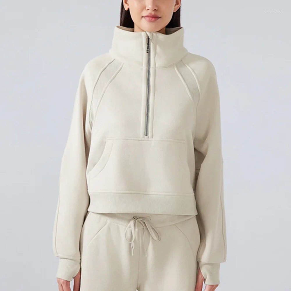 womens hoodies thicken women highneck halfzip sports jackets workout running.png