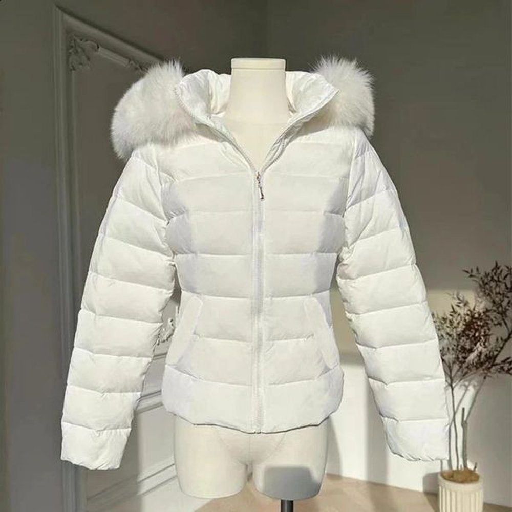 womens jacket hoodie parka warm big fur winter wadded large