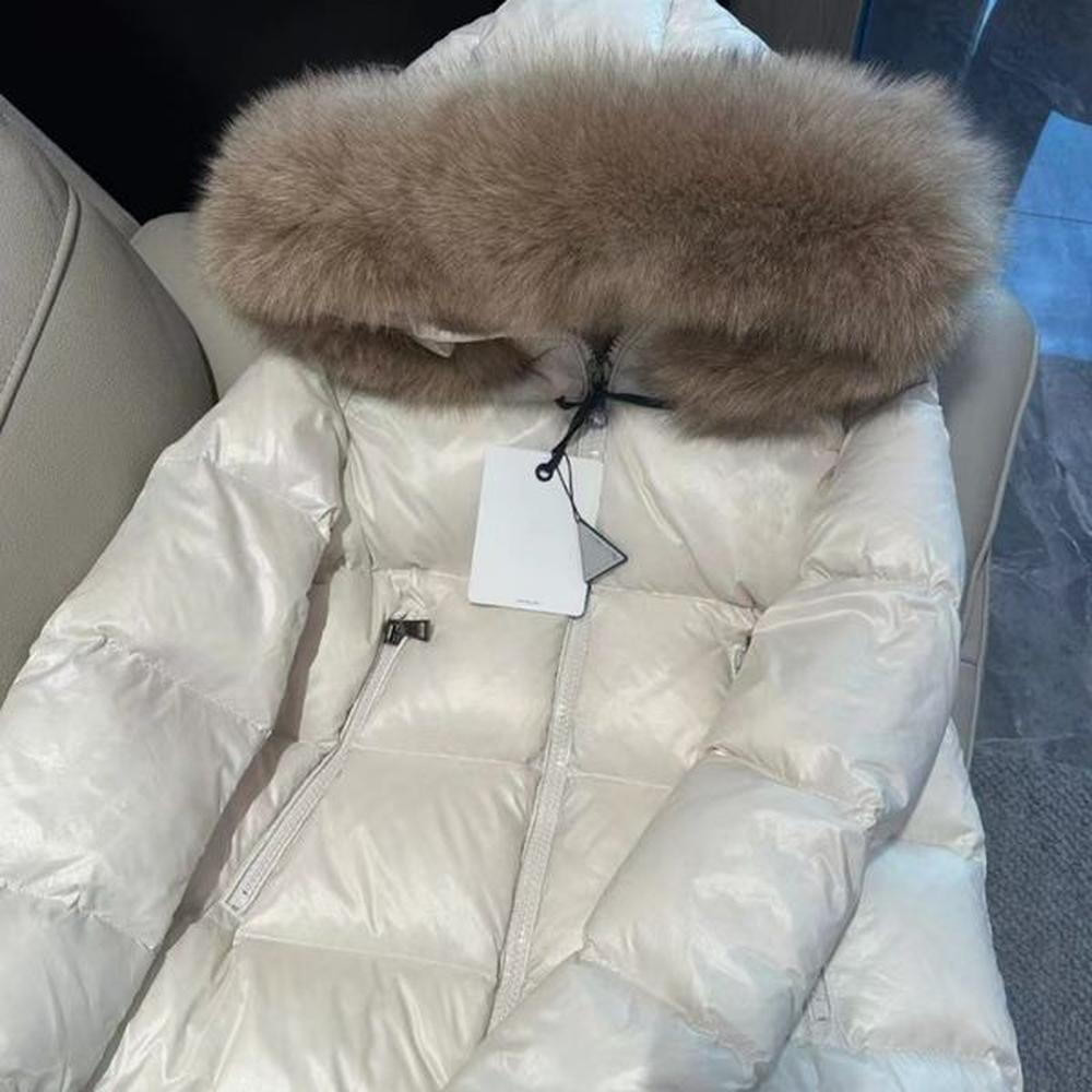 womens jacket white down designer winter jackets coats real fox