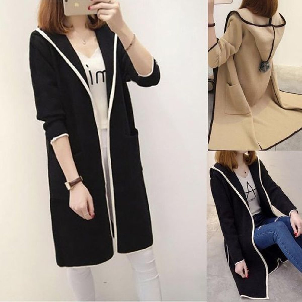 womens jackets autumn long trench coat fashion winter loose hooded