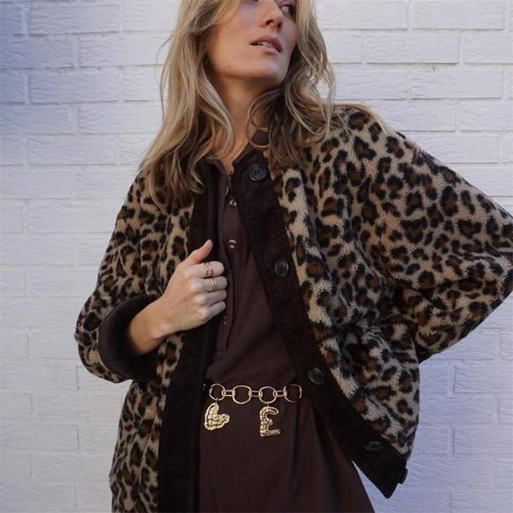 womens jackets fashion unique pattern coat lamb wool printed loose