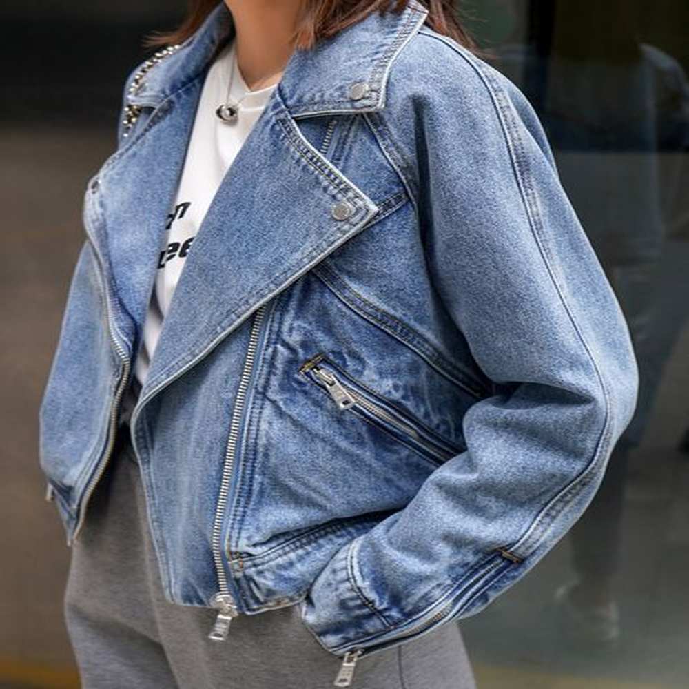 womens jackets fitaylor spring autumn motorcycle denim jacket women fashion