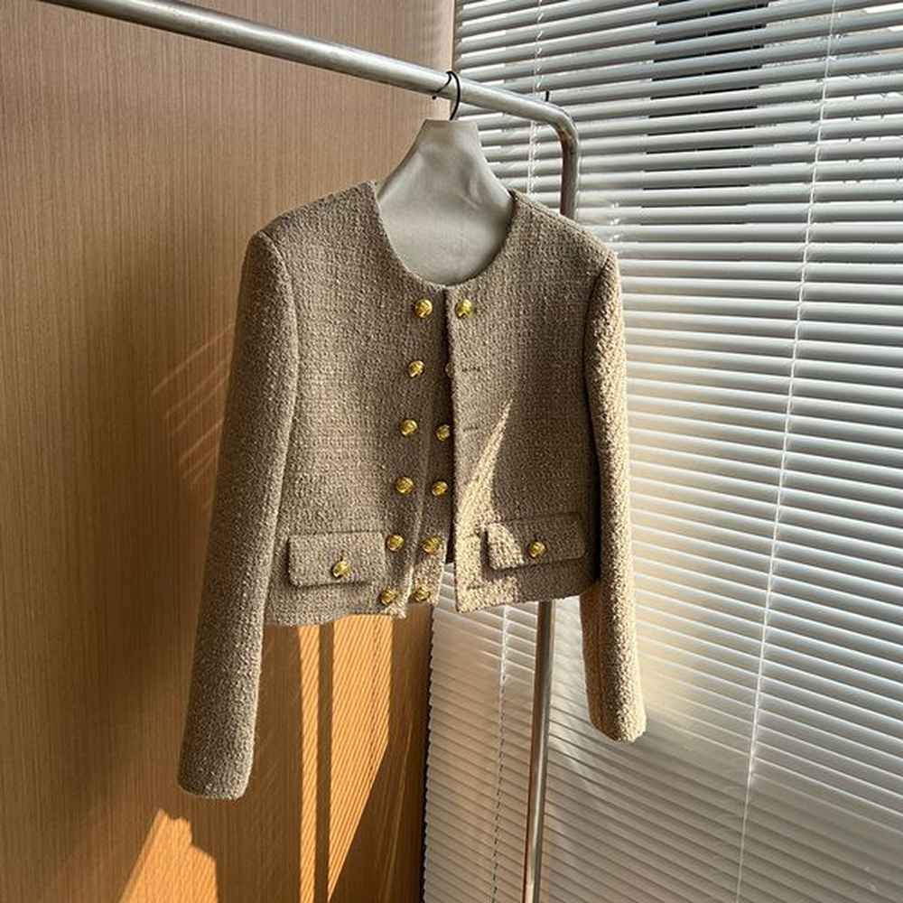 womens jackets runway tweed fashion small fragrance gold double breasted