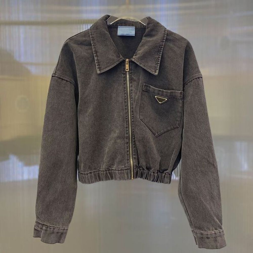 womens jackets spring denim jacket women fashion triangle logo streetwear
