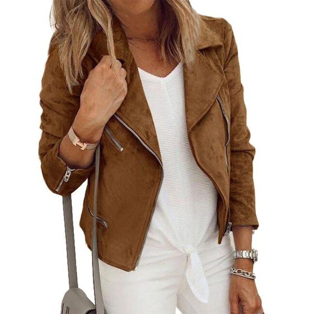womens jackets winter coat women lapel zipper long sleeve cardigan