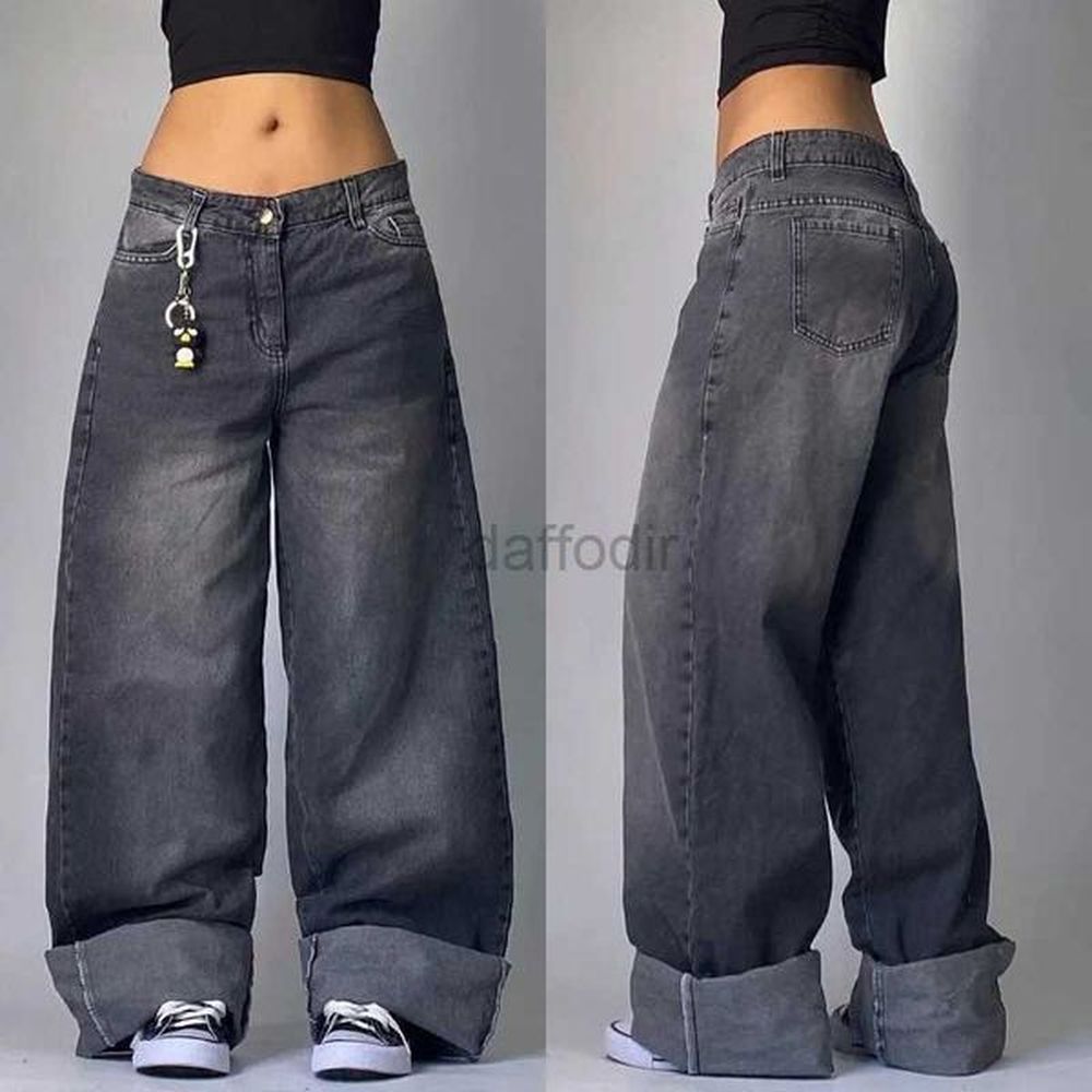 womens jeans american harajuku retro washed black baggy jeans men