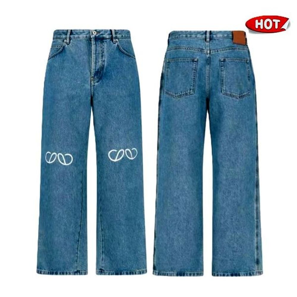 womens jeans designer jean baggy denim trousers embroidered printed straight